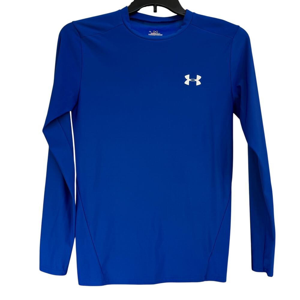 Under Armour X-Large Mens Compression Shirt Crew Neck HeatGear Long Sleeve Blue